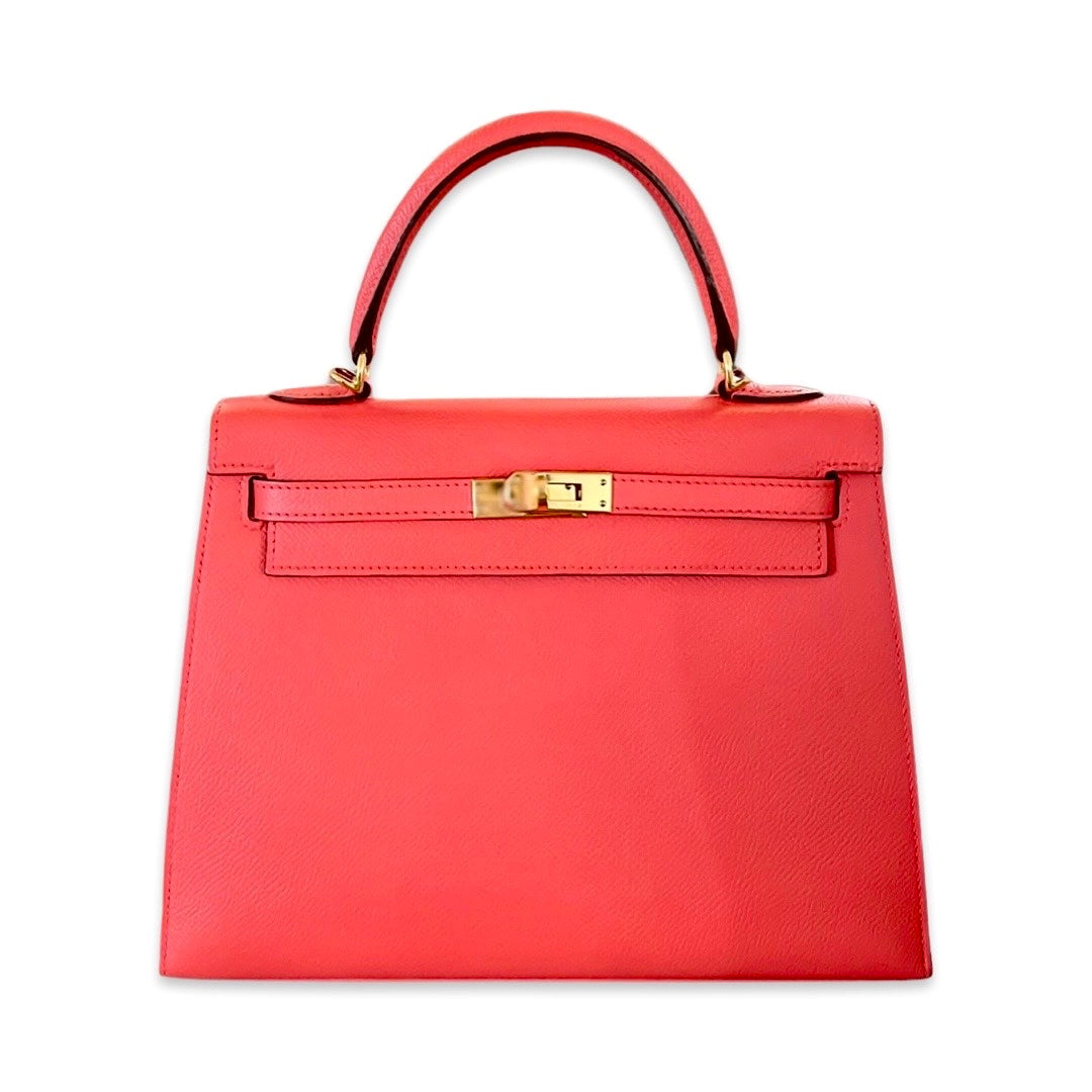 Hermes Kelly 25 Sellier Epsom Leather 24kt Gold Plated  Hardware