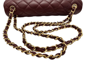 Chanel Timeless Classic Jumbo Burgundy Lambskin Gold-tone Hardware