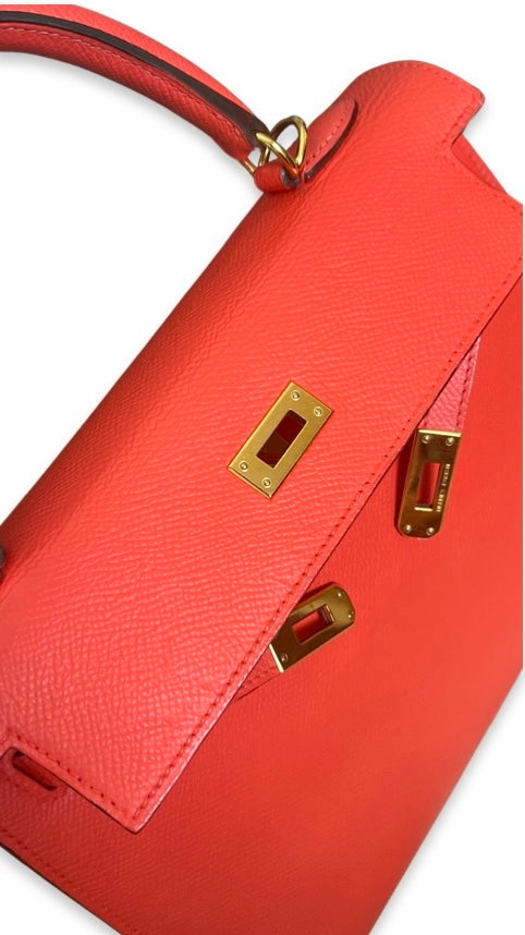 Hermes Kelly 25 Sellier Epsom Leather 24kt Gold Plated  Hardware