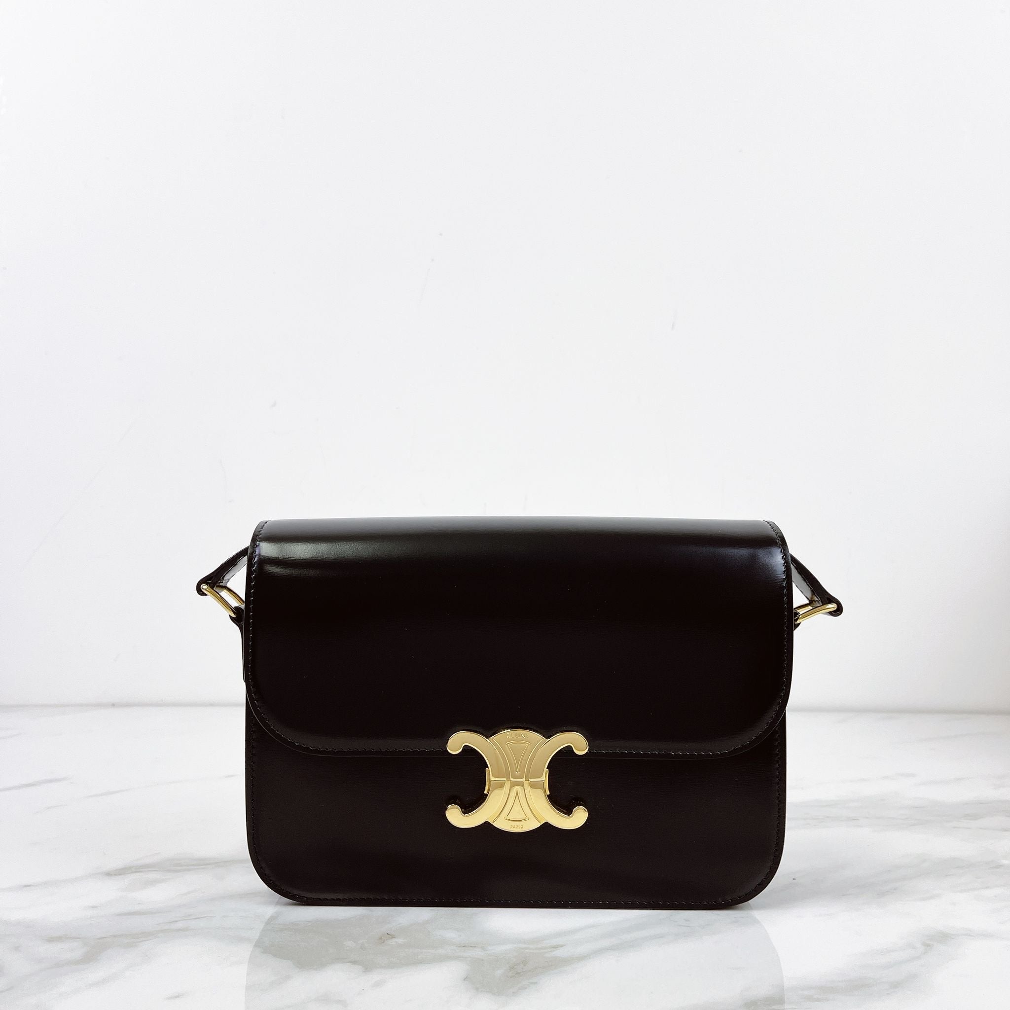 Celine Triomphe Classique Black Gold-tone Hardware