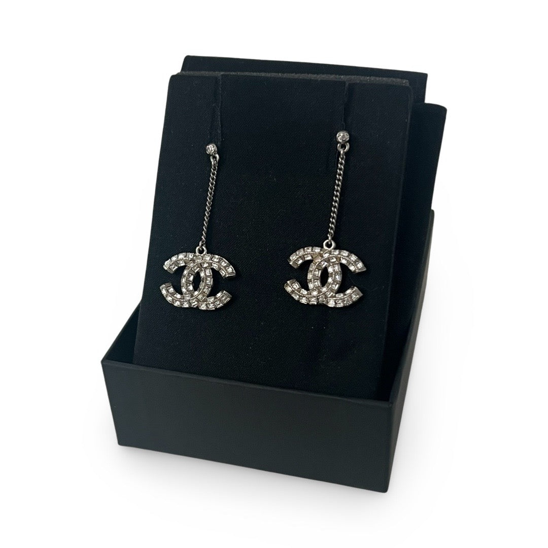 Chanel CC Crystal Drop Earrings