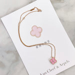 Charger l'image dans la galerie, Van Cleef and Arpels VCA Holiday Pendant, Vintage Alhambra Diamond, Pink Sevres, 18kt Gold
