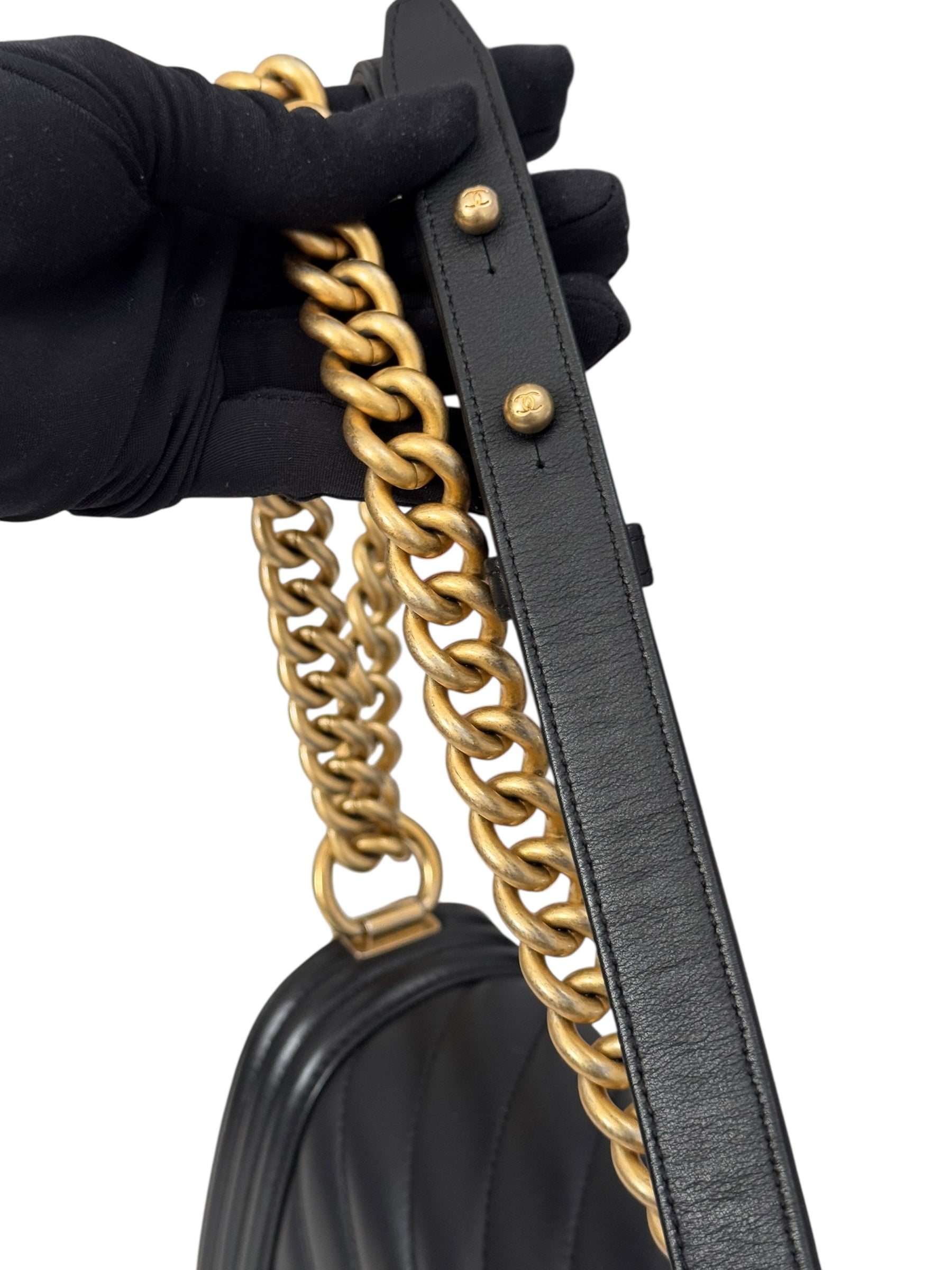 Chanel Leboy Old Medium Black Calfskin Gold-tone Hardware