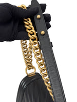 将图片加载到图库查看器，Chanel Leboy Old Medium Black Calfskin Gold-tone Hardware
