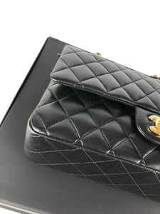 Chanel Timeless Classic Medium Double Flap Black Lambskin Gold Hardware