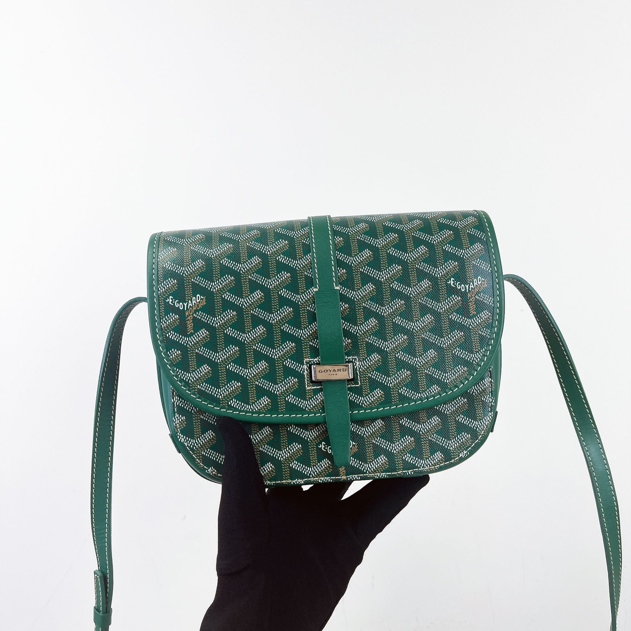 Goyard Belvedere PM Green Goyardine Canvass Palladium Hardware