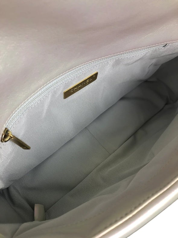 Chanel 19 Medium Iridescent White Lambskin Mixed Hardware