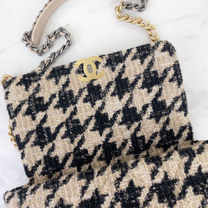 Chanel 19 Medium/Large 19K Beige Houndstooth