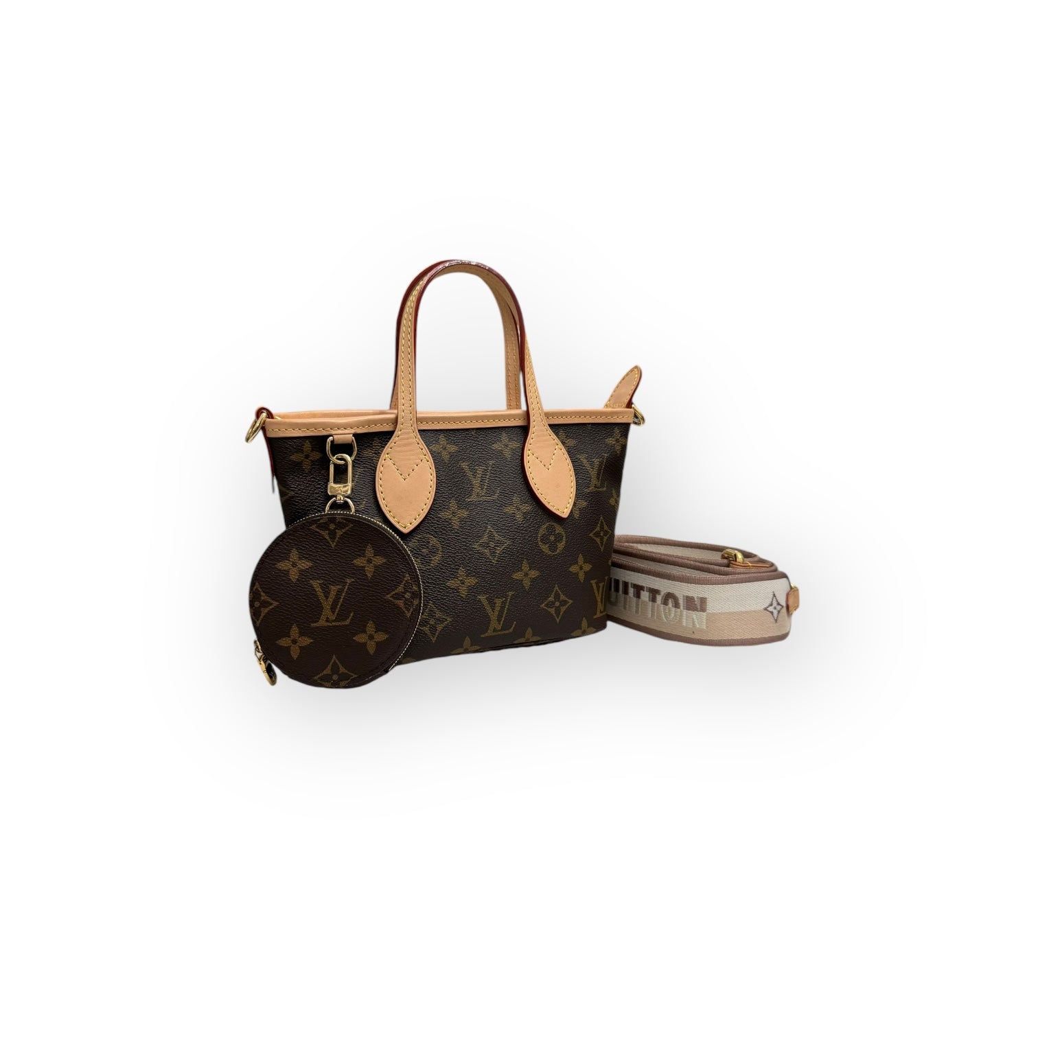 Louis Vuitton LV Neverful BB Beige Classic Monogram, Gold-tone Hardware