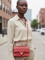 Load image into Gallery viewer, Chanel Classic Mini Rectangle Red Caviar Silver-tone Hardware
