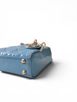 将图片加载到图库查看器，Christian Dior Lady Dior Micro Baby Blue, Gold-tone Hardware
