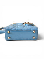 将图片加载到图库查看器，Christian Dior Lady Dior Micro Baby Blue, Gold-tone Hardware
