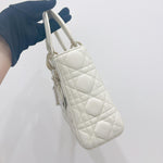 将图片加载到图库查看器，Christian Dior My Lady ABCDior Small White Lambskin Gold-tone Hardware
