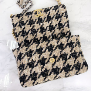 Chanel 19 Medium/Large 19K Beige Houndstooth