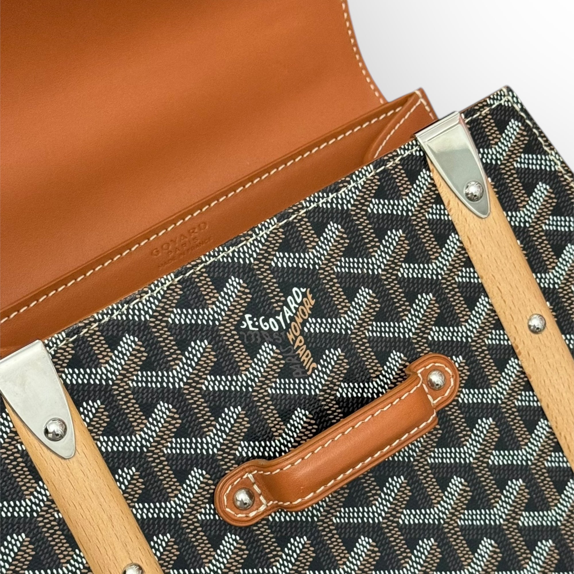 Goyard Saigon PM Tan/Black Gold-Tone Hardware