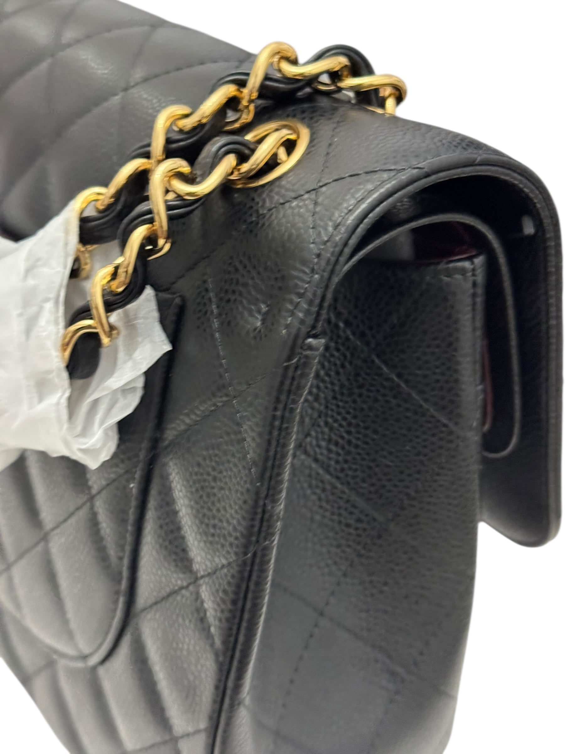 Chanel Timeless Classic Jumbo Black Caviar Gold-tone Hardware