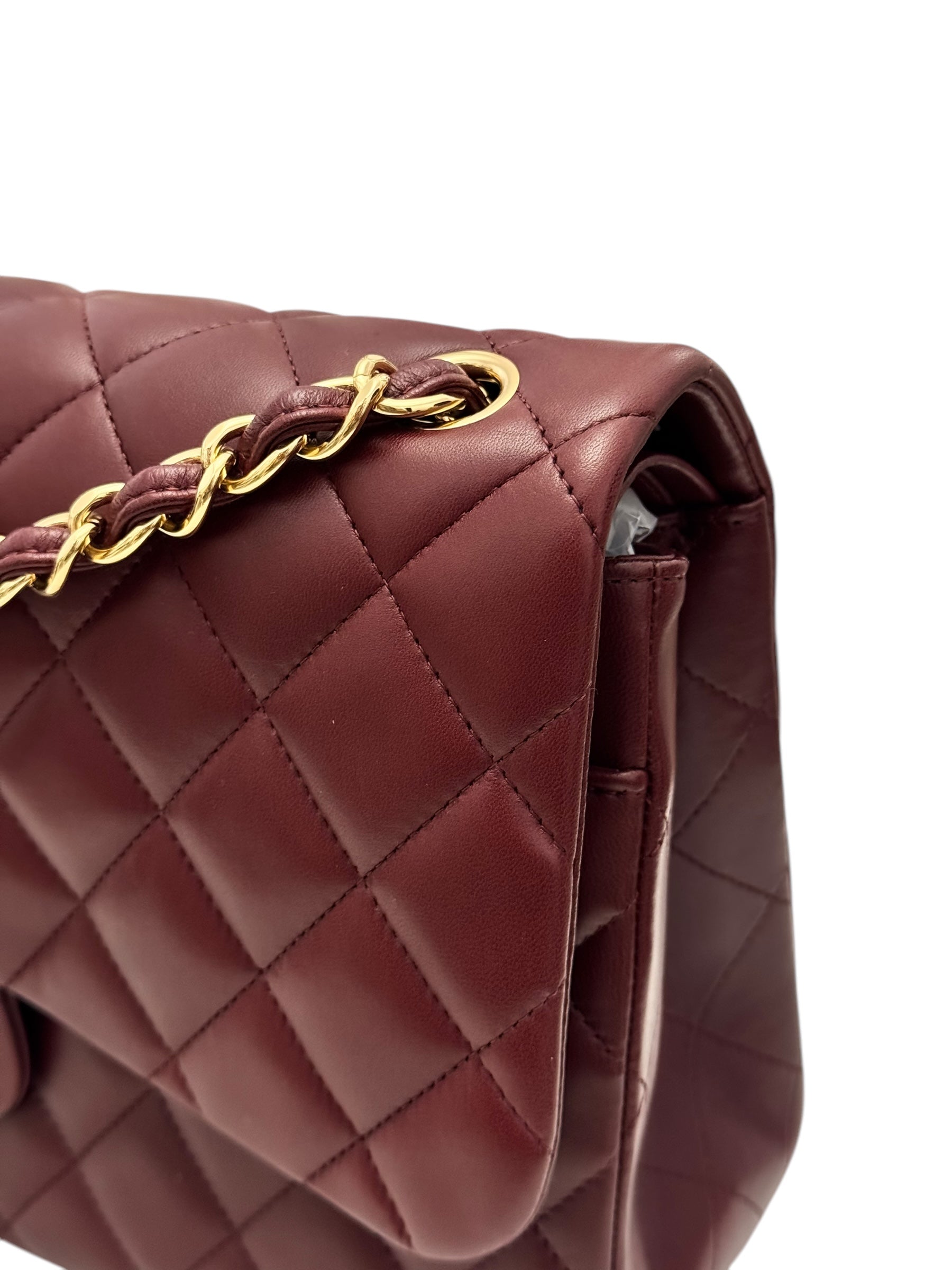 Chanel Timeless Classic Jumbo Burgundy Lambskin Gold-tone Hardware