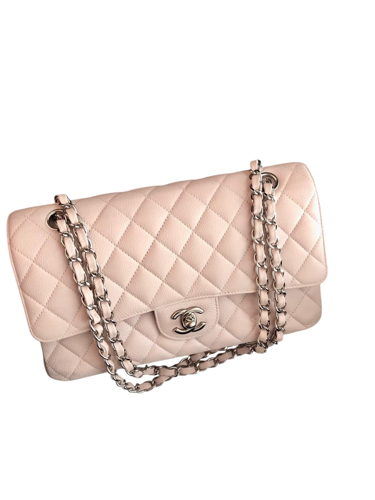 Chanel Timeless Classic Medium Cloud Pink Caviar Silver-tone Hardware M/L