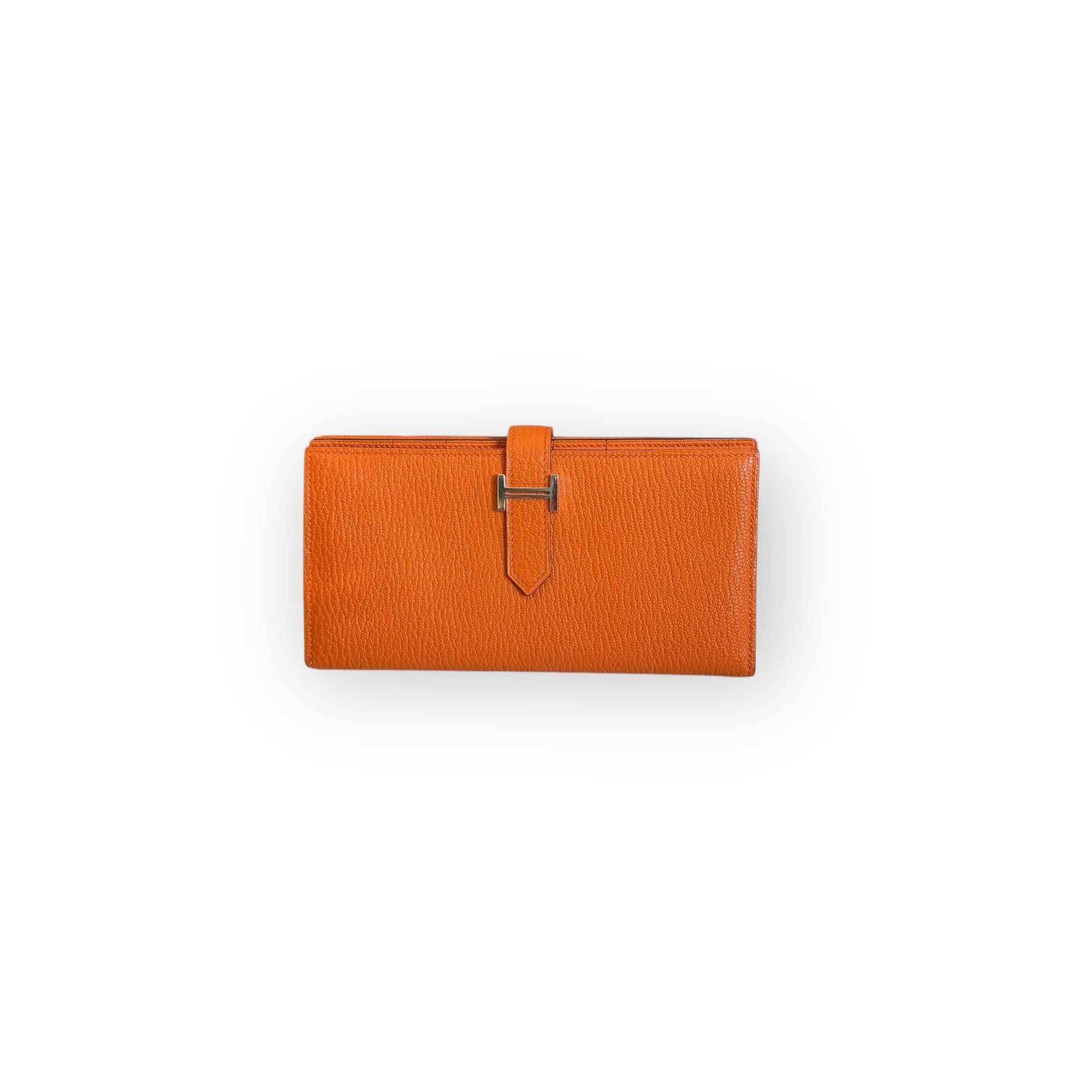 Hermes H Bearn Wallet Orange Chevre Mysore Palladium Hardware