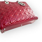 Load image into Gallery viewer, Christian Dior Lady Dior Large, Cherry Red Patent Leather, Silver Hardware
