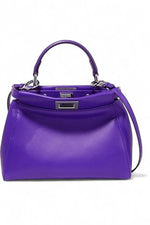 将图片加载到图库查看器，Fendi Peekaboo Mini Nappa Shahtoosh in Purple Rain Silver-tone Hardware
