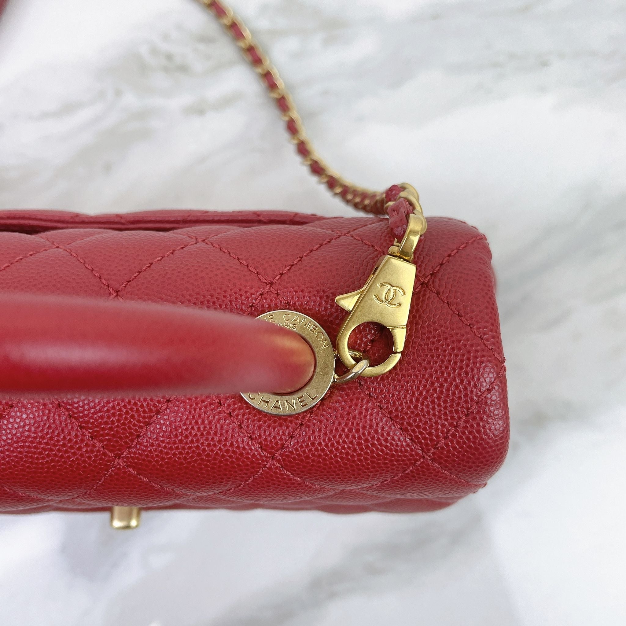 Chanel Coco Handle Small Red Caviar Gold-tone Hardware