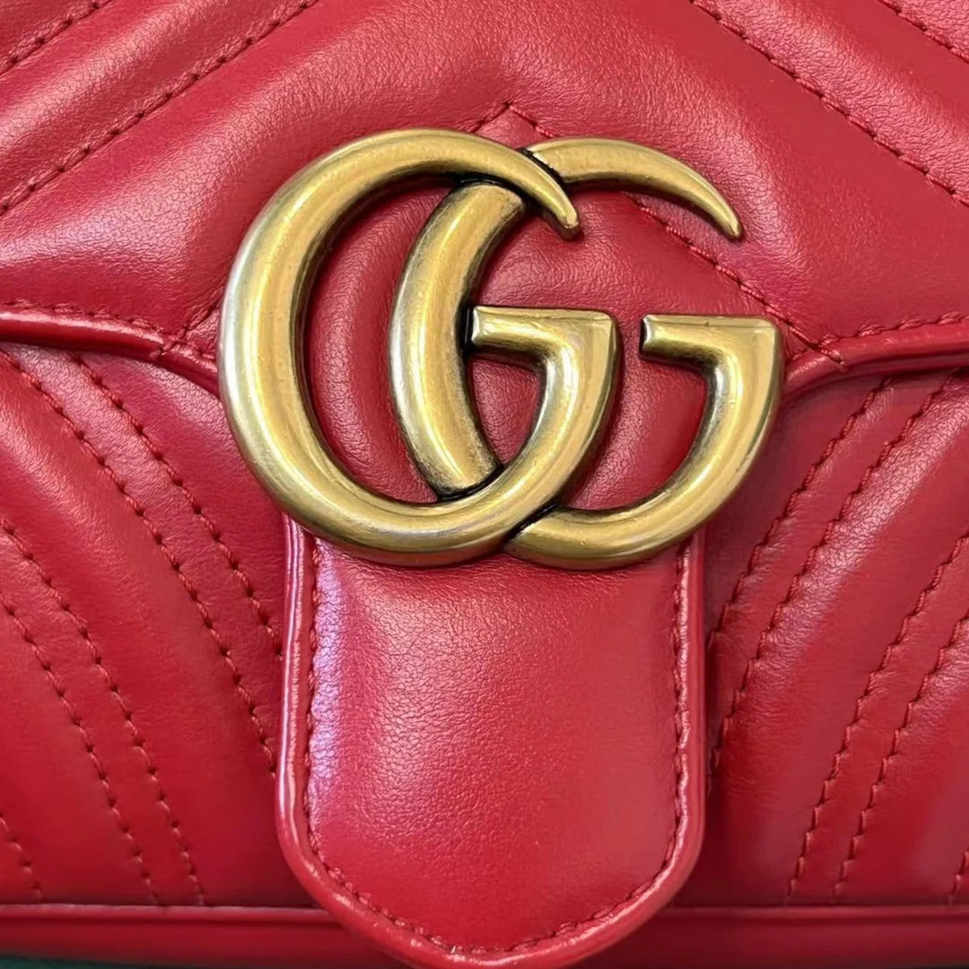 GUCCI GG Marmont Mini Calfskin Matelasse Red GHW