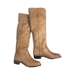 Load image into Gallery viewer, Chanel CC Riding Boots Light Brown Calfskin Womens 41.5EU/10-10.5US
