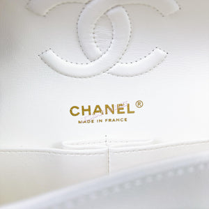 Chanel Timeless Classic Small White Caviar Gold-tone Hardware