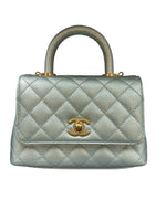 Charger l&#39;image dans la galerie, Chanel Coco Handle Extra Mini Quilted Iridescent Blue Caviar Gold-tone Hardware
