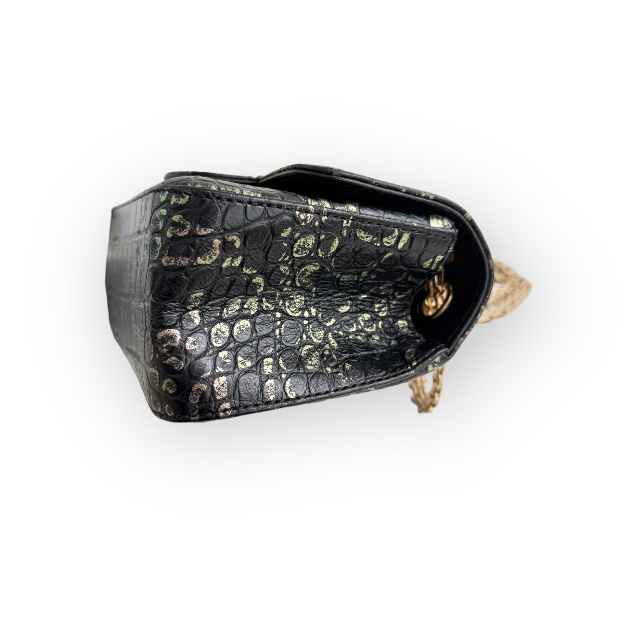 Chanel Classic 2.55 Reissue Mini Rectangle Single Flap, Metiers D’art Croc-Embossed Graffiti Calfskin, Gold-tone Hardware