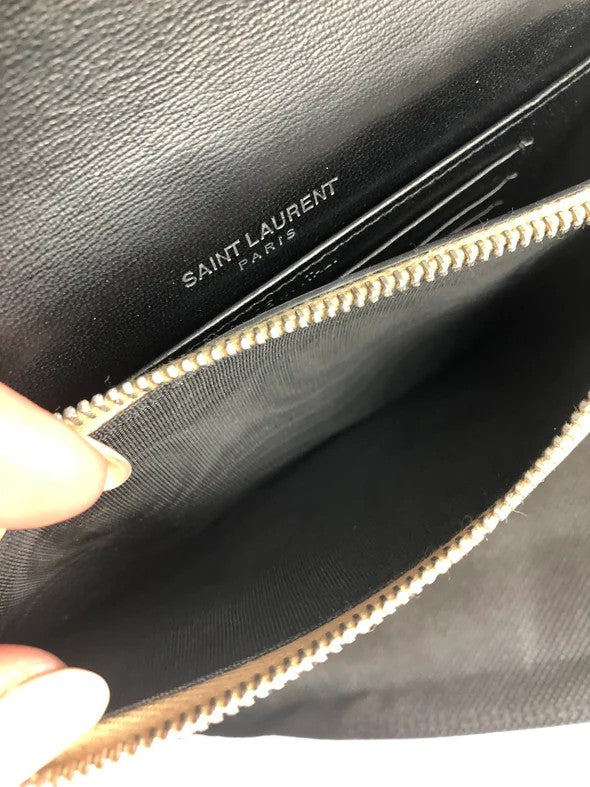 Saint Laurent YSL Wallet On Chain Gold Snakeskin Gold Hardware