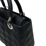 Charger l&#39;image dans la galerie, Christian Dior Lady Dior Medium Black Grained Leather/Caviar Silver-tone Hardware
