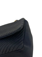 将图片加载到图库查看器，Chanel Surpique Flap Bag, Chevron Calfskin Gold-tone Hardware
