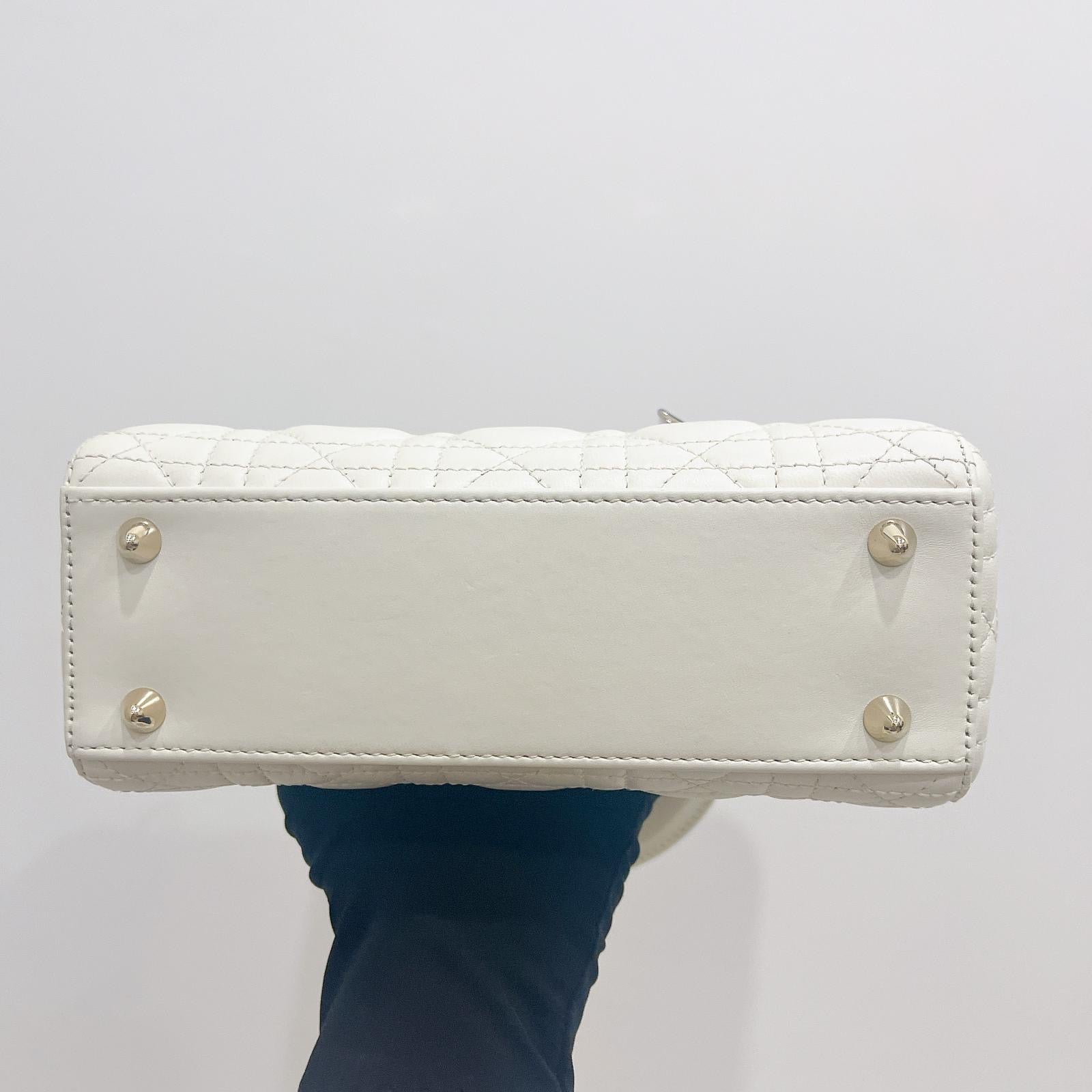 Christian Dior My Lady ABCDior Small White Lambskin Gold-tone Hardware