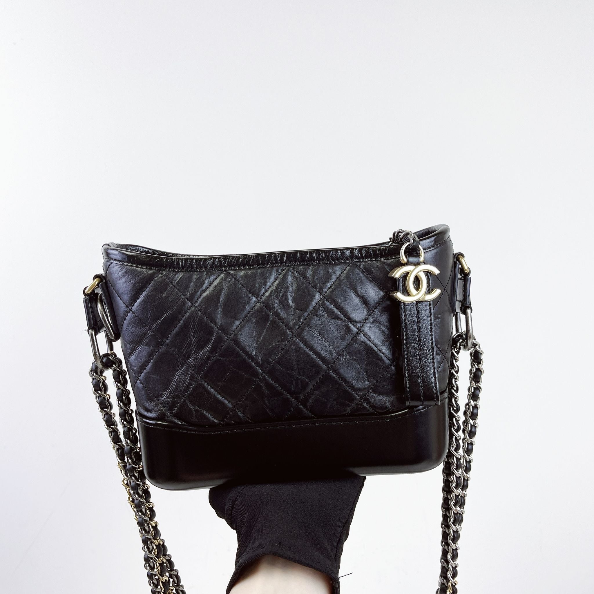 Chanel Gabrielle Small Black Calfskin Mixed Hardware