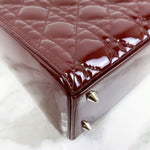 Charger l&#39;image dans la galerie, Christian Dior Lady Dior Medium Bordeaux Patent Silver-tone Hardware
