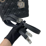 Charger l&#39;image dans la galerie, Christian Dior Lady Dior Medium Black Grained Leather/Caviar Silver-tone Hardware
