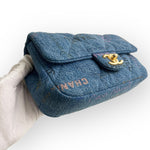 Load image into Gallery viewer, Chanel Classic Mini Rectangle 22P Blue Denim Mood, Gold-tone Hardware
