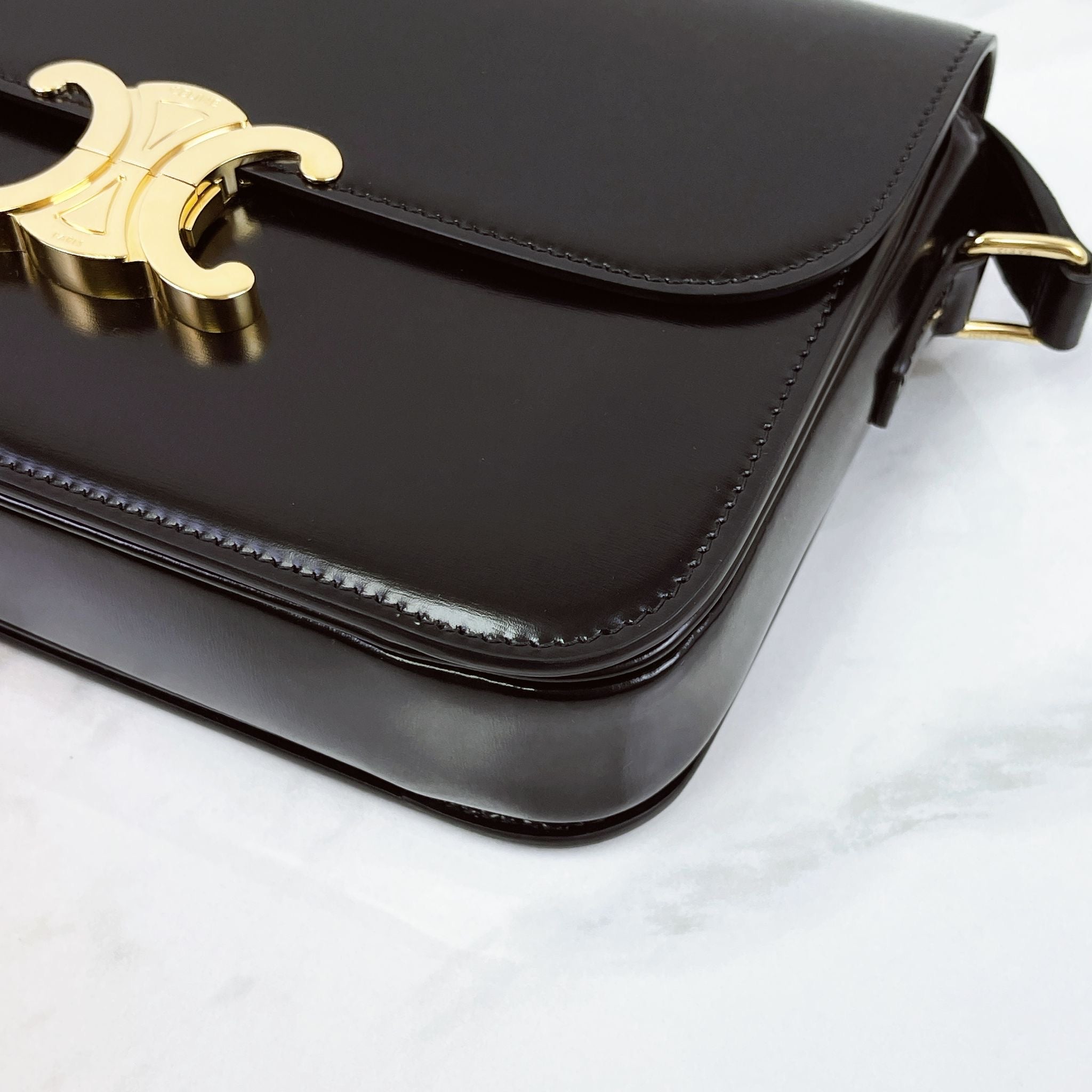 Celine Triomphe Classique Black Gold-tone Hardware