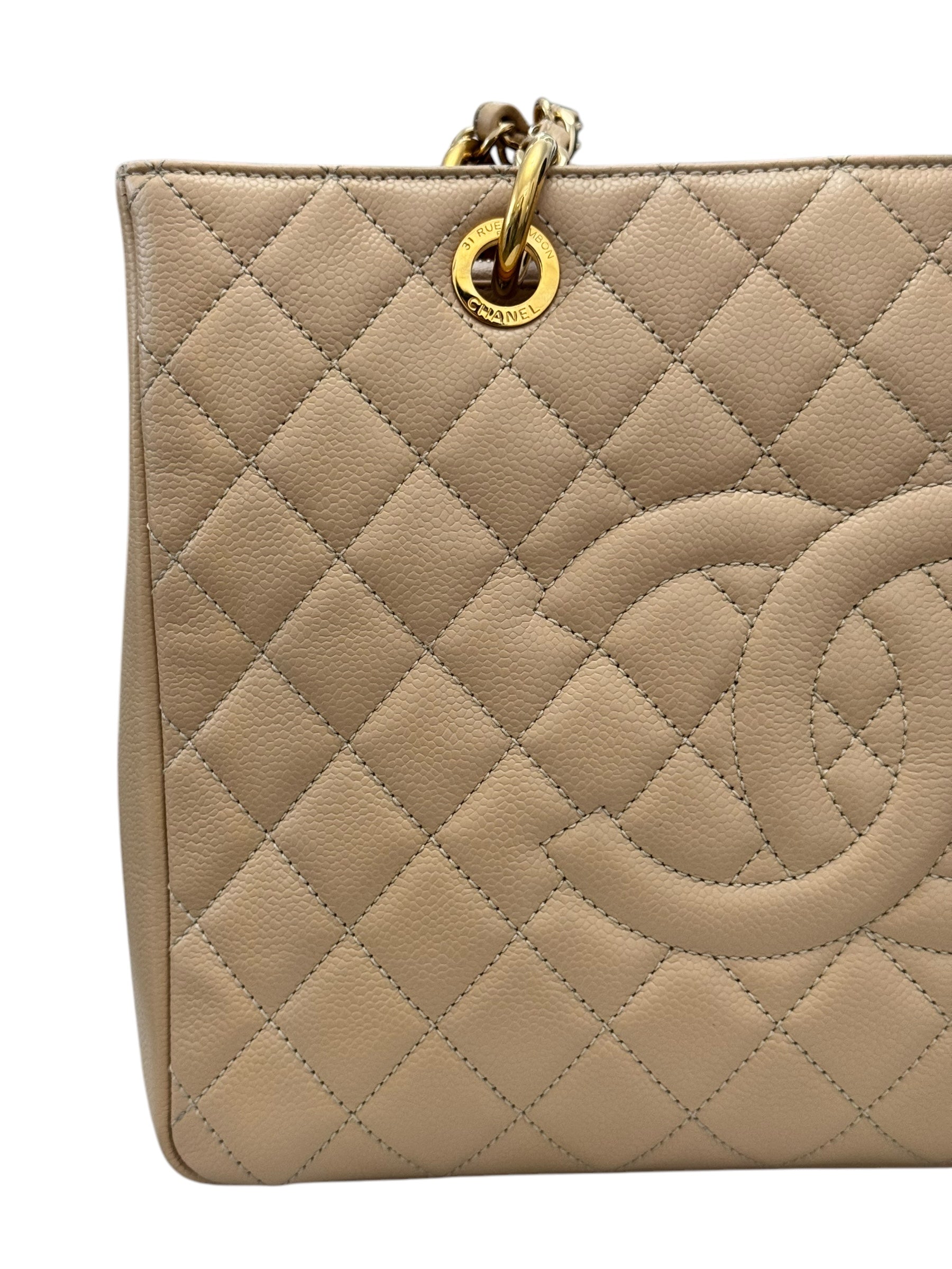 Chanel Grand Shopper Tote GST Dark Beige Caviar Gold-tone Hardware