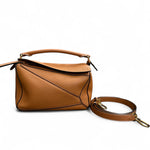 将图片加载到图库查看器，Loewe Puzzle Bag Small Camel Grained Calfskin Gold-tone Hardware
