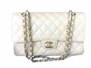 Chanel Timeless Classic Medium Beige Caviar Gold-tone Hardware