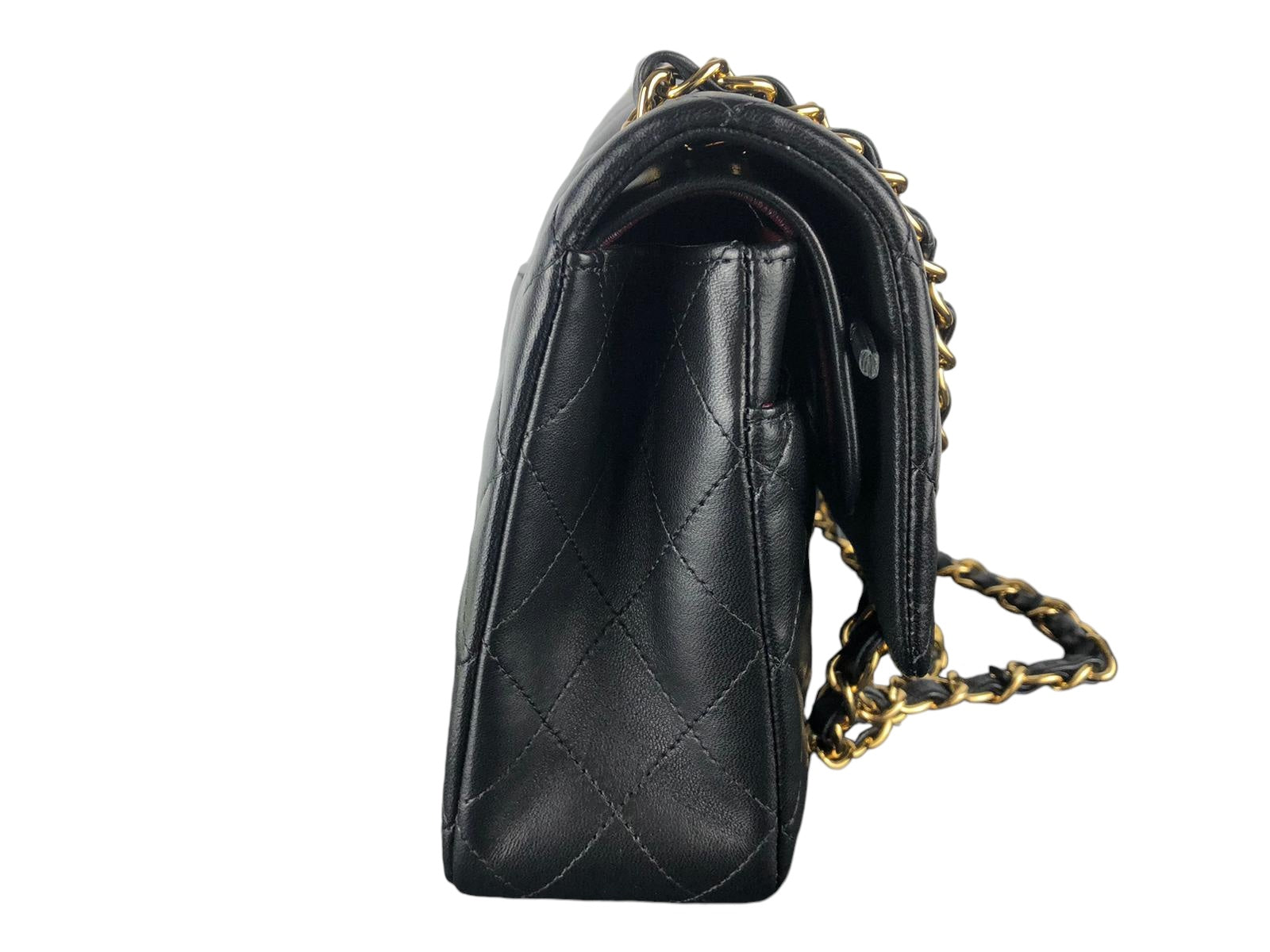 Chanel Timeless Classic Medium Double Flap Black Lambskin Gold Hardware