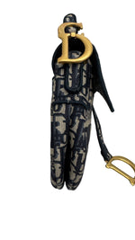 Load image into Gallery viewer, Christian Dior Saddle Bag Medium Navy Oblique Canvass Gold-tone Hardware
