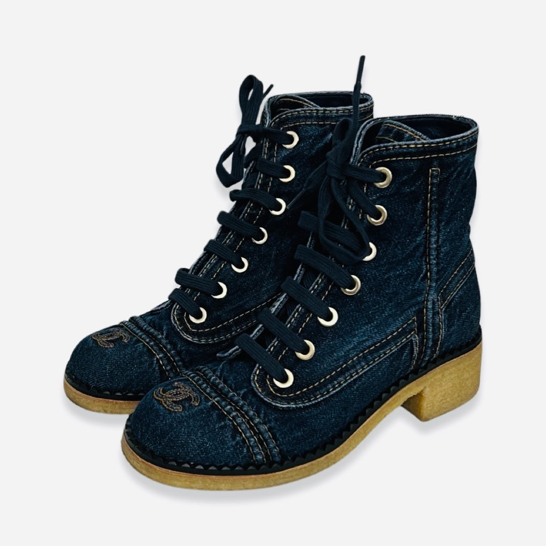 Chanel 20P Denim Boots