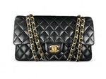 将图片加载到图库查看器，Chanel Timeless Classic Medium Double Flap Black Lambskin Gold Hardware
