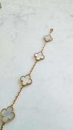 Load image into Gallery viewer, Van Cleef and Arpels Vintage Alhambra Bracelet, 5 Motifs, 18K Yellow Gold, Mother of Pearl
