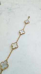 Van Cleef and Arpels Vintage Alhambra Bracelet, 5 Motifs, 18K Yellow Gold, Mother of Pearl