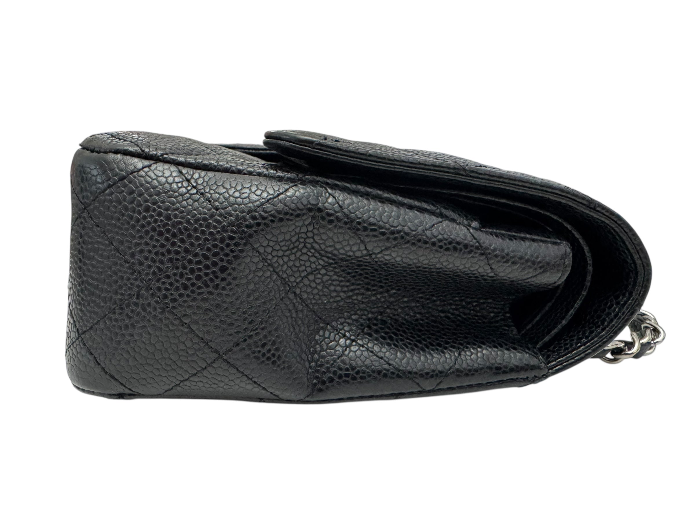 Chanel Timeless Classic Medium M/L Black Caviar Silver-tone Hardware